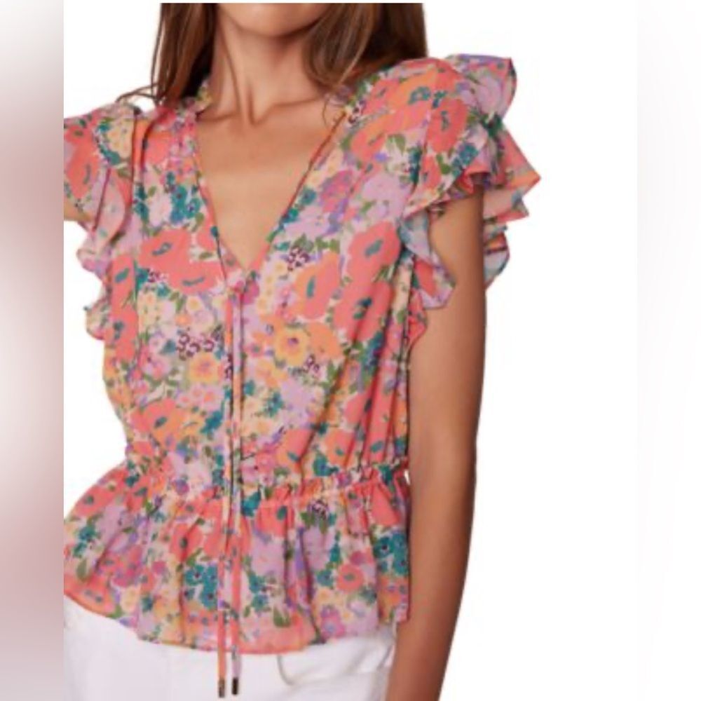 Lost + Wander Women's Floral Bliss Ruffle Blouse Size Small NWT